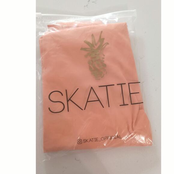 NWT designer Skatie brand luxury leggings sz S  Designed Venice Peach eco chic - Picture 4 of 9